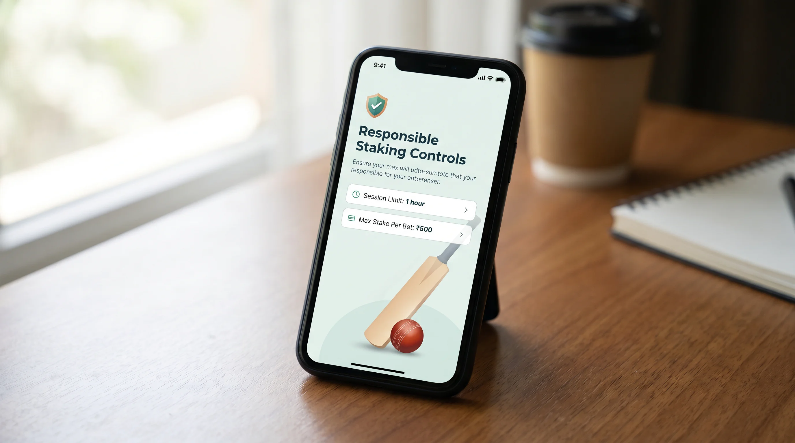 Phone showing responsible staking limits set for micro-market cricket betting
