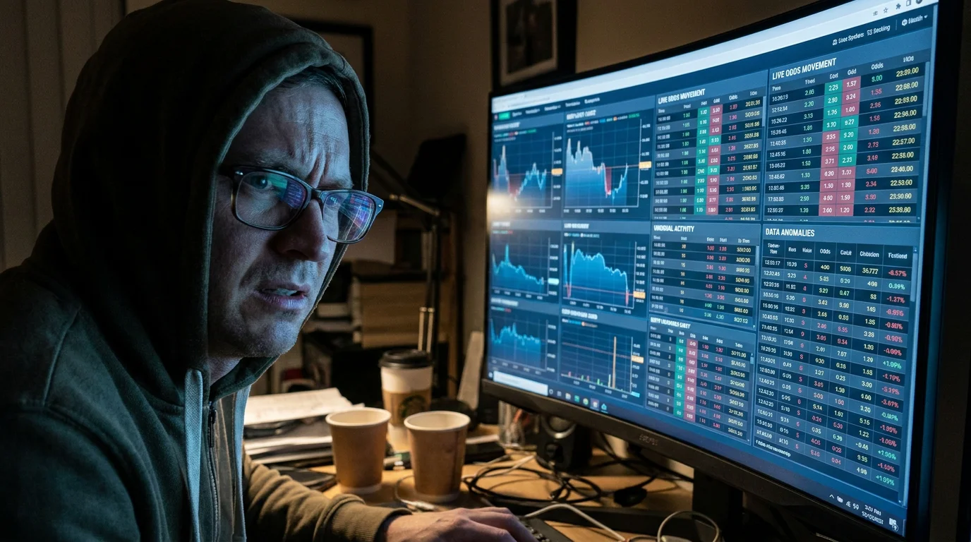 Person reviewing unusual odds movements on a betting platform screen