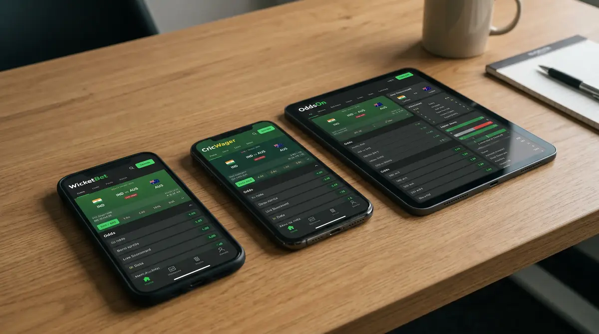 Cricket betting platform interface showing cash-out button and live match data during play