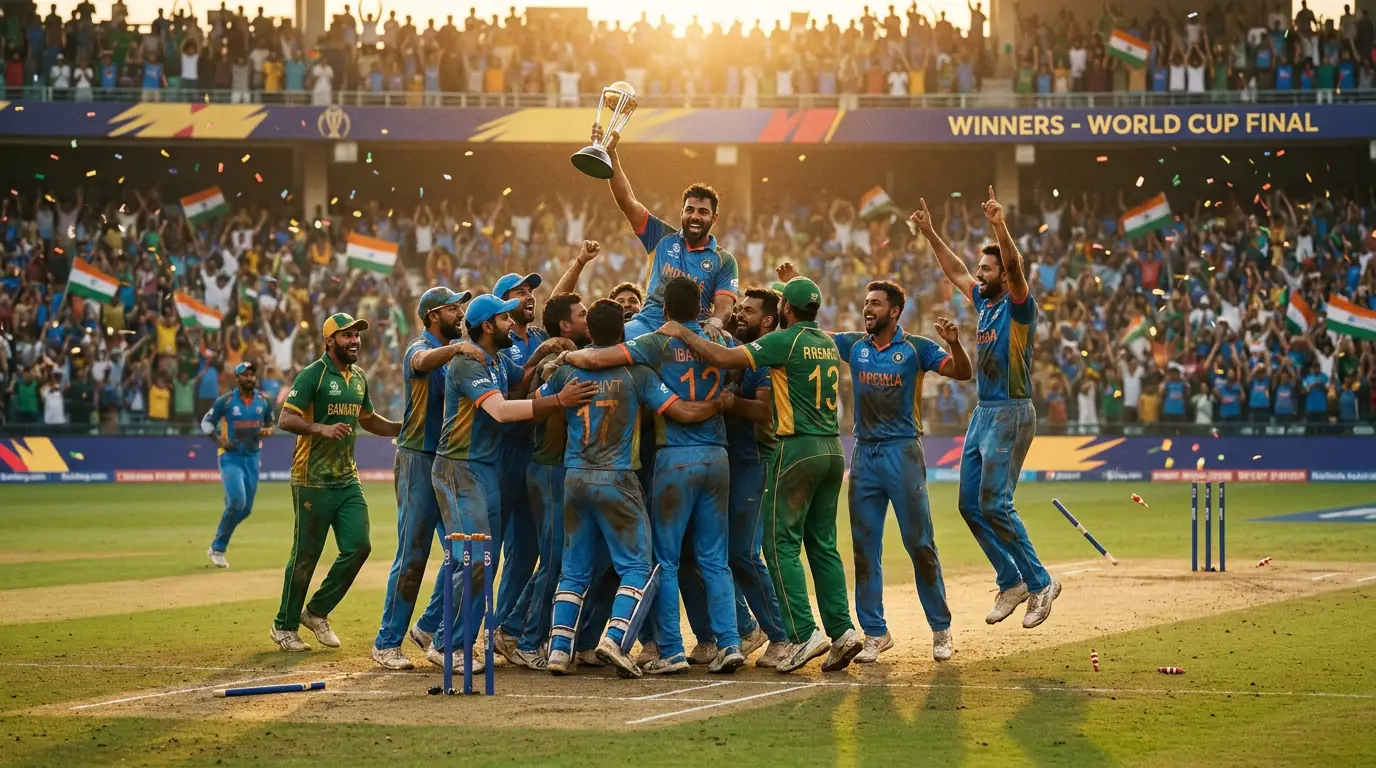 Cricket team celebrating a match win on the field representing match winner betting outcomes