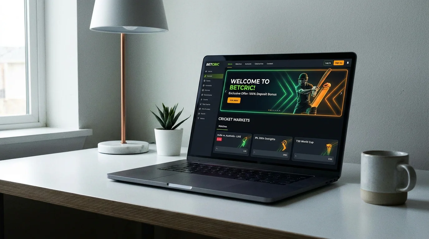 Fresh cricket betting website launching on a modern laptop screen