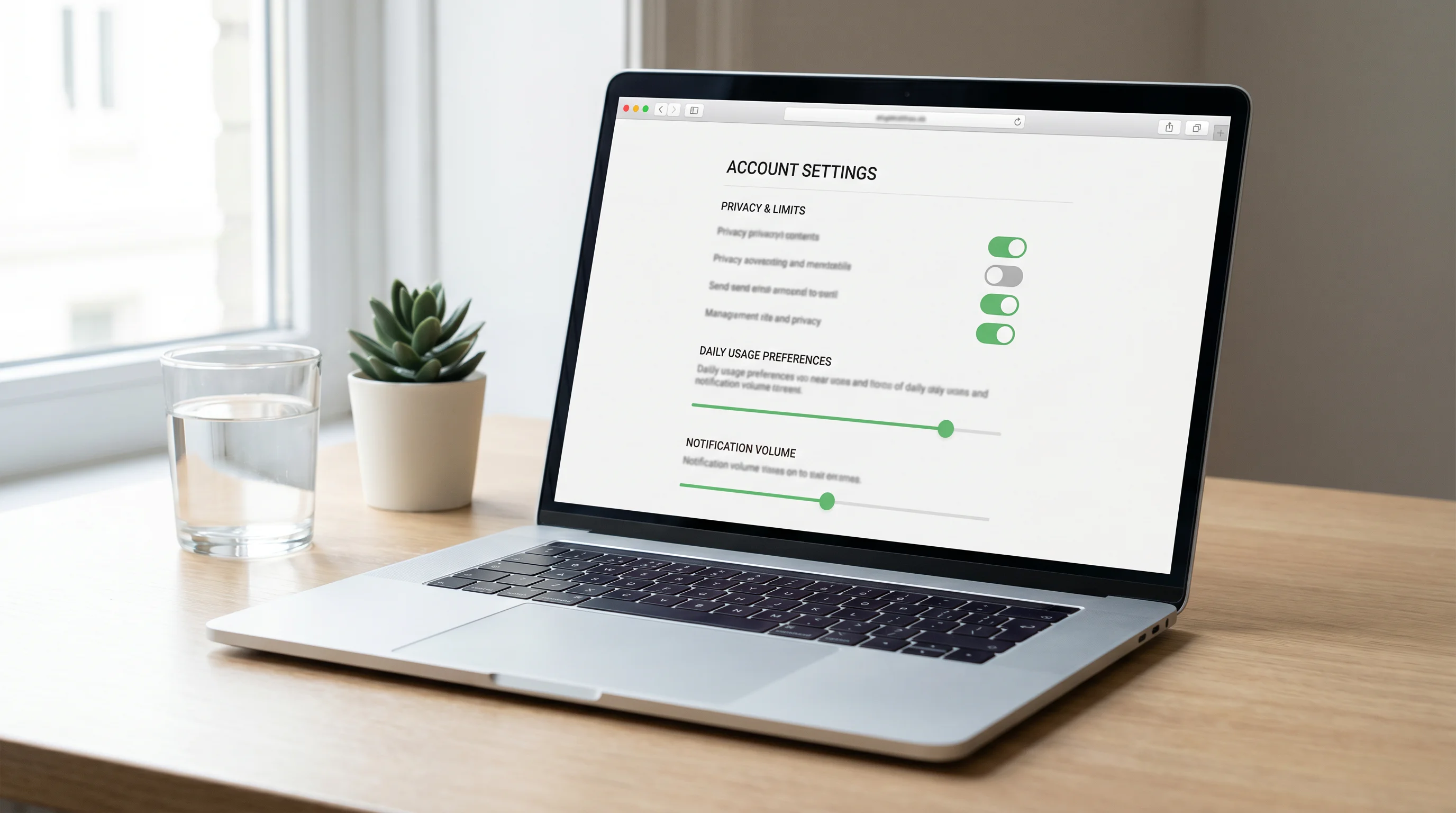 Laptop screen showing account settings with deposit limit and session timer options clearly visible