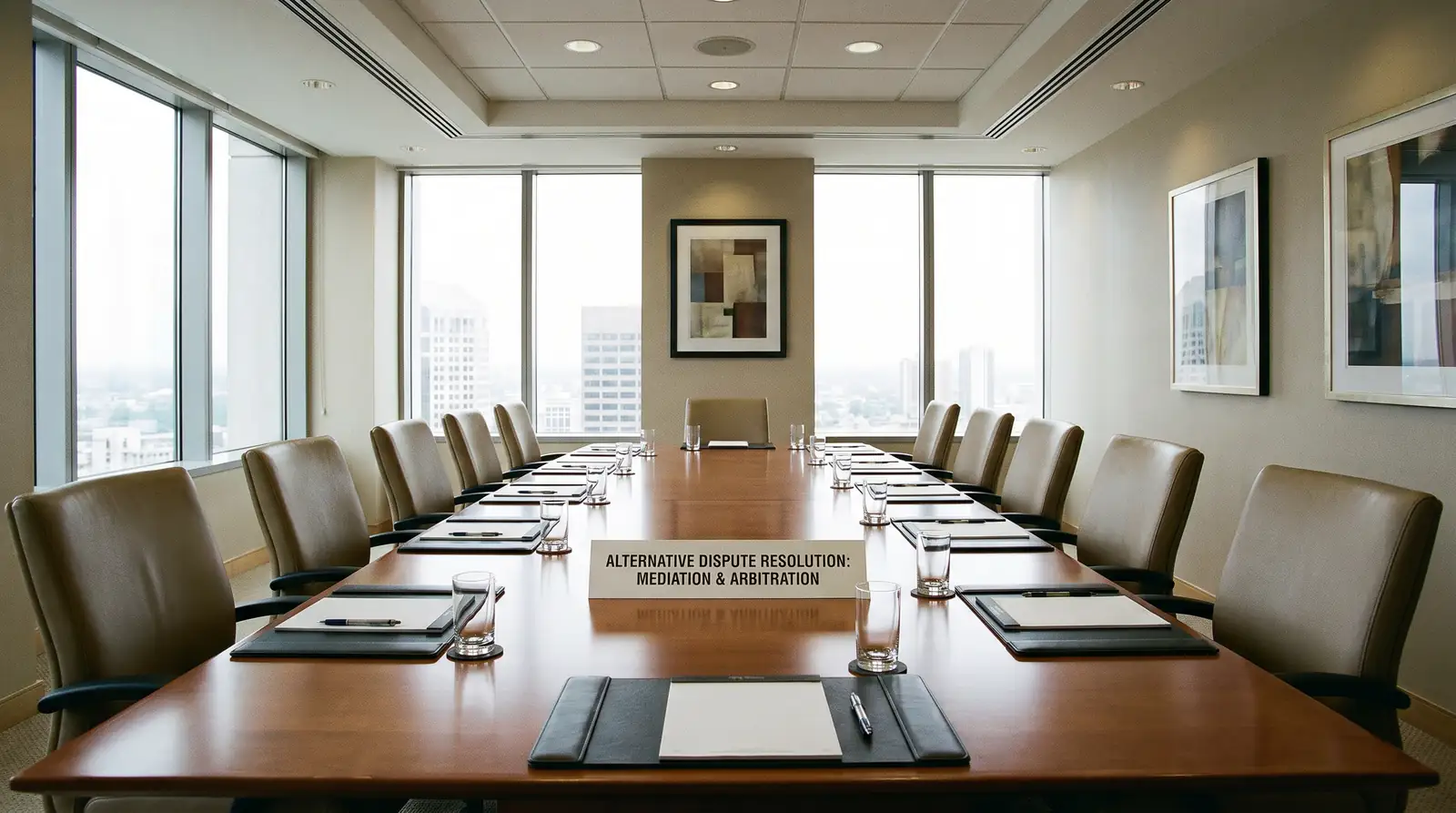 Professional mediation meeting room representing alternative dispute resolution