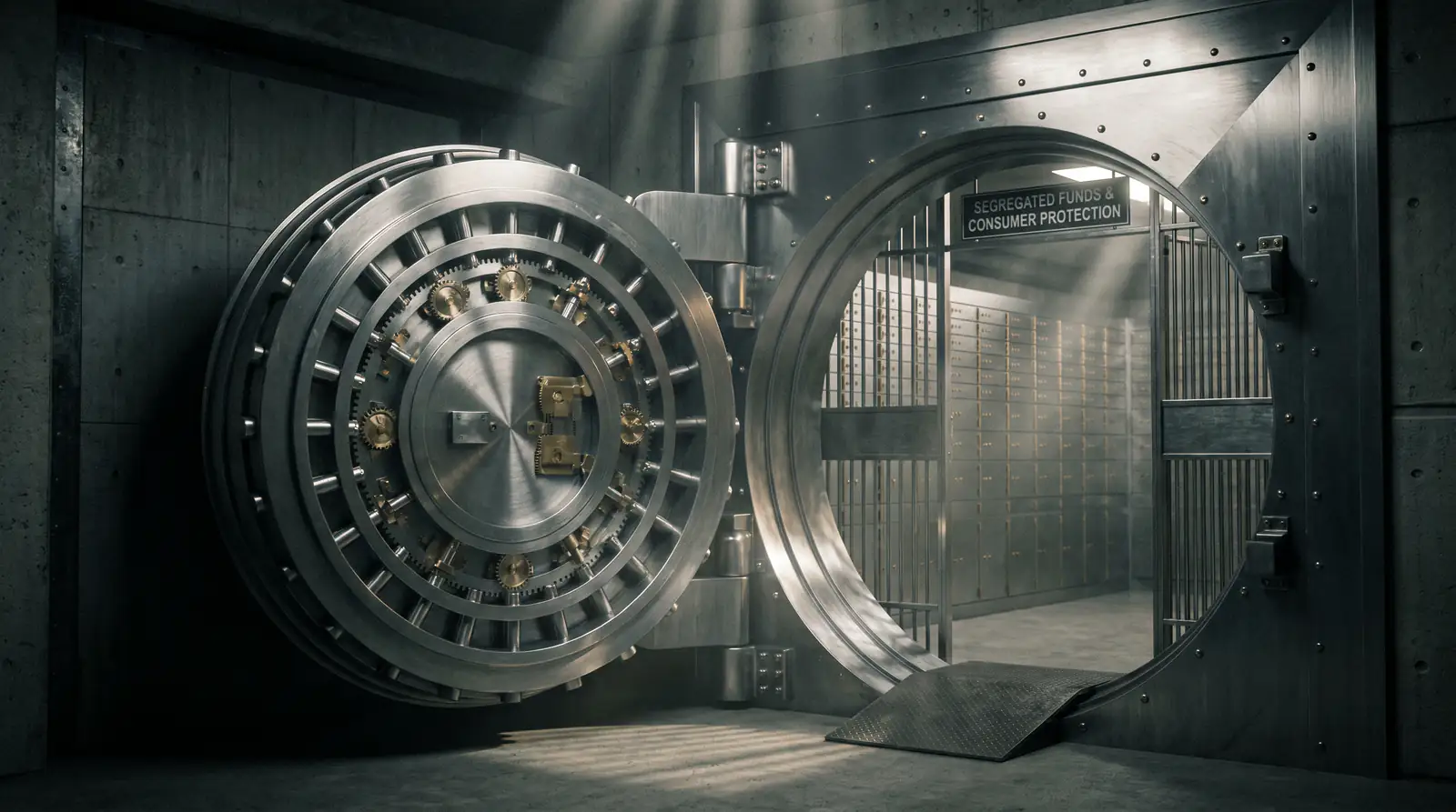 Secure vault door representing fund segregation requirements for licensed operators