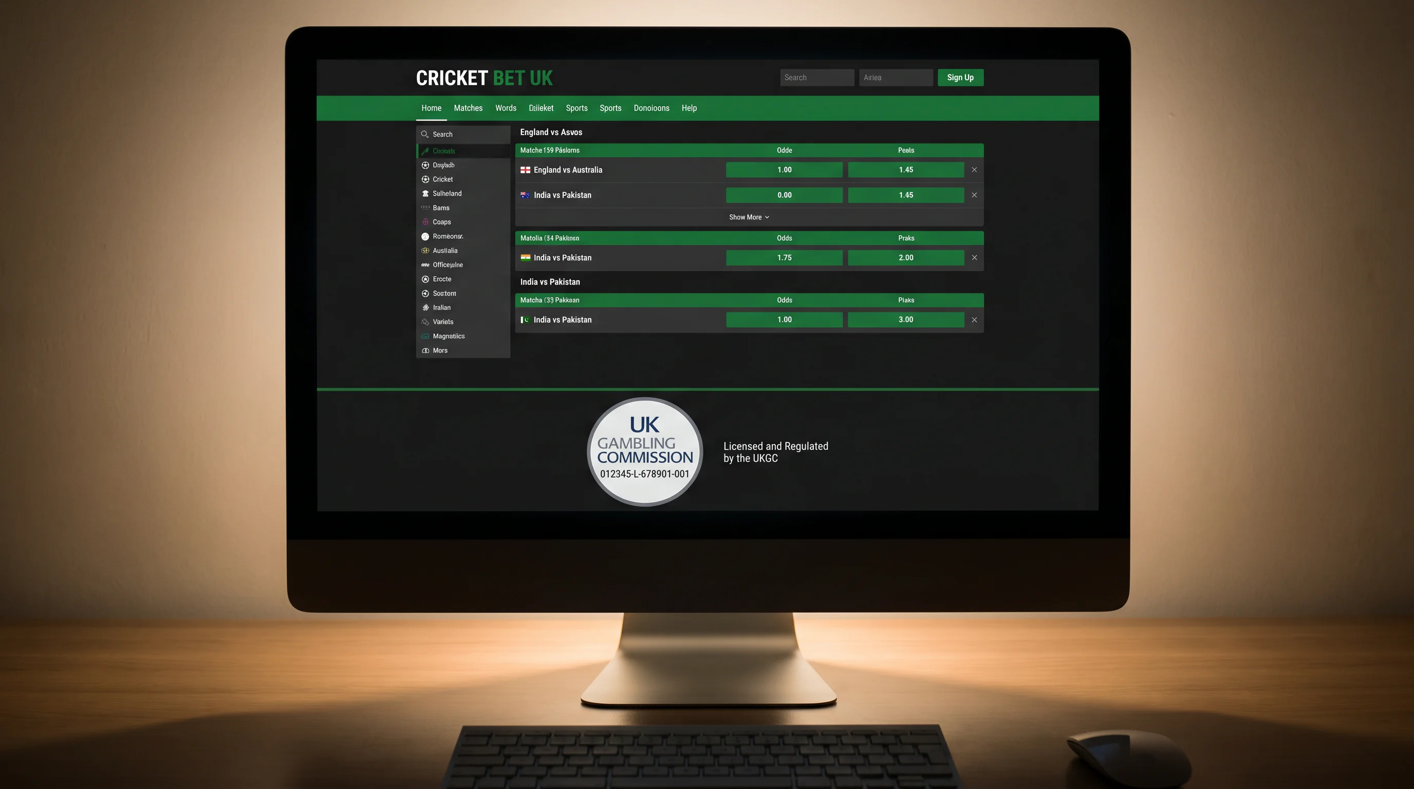 UK Gambling Commission licence badge displayed on a cricket betting website