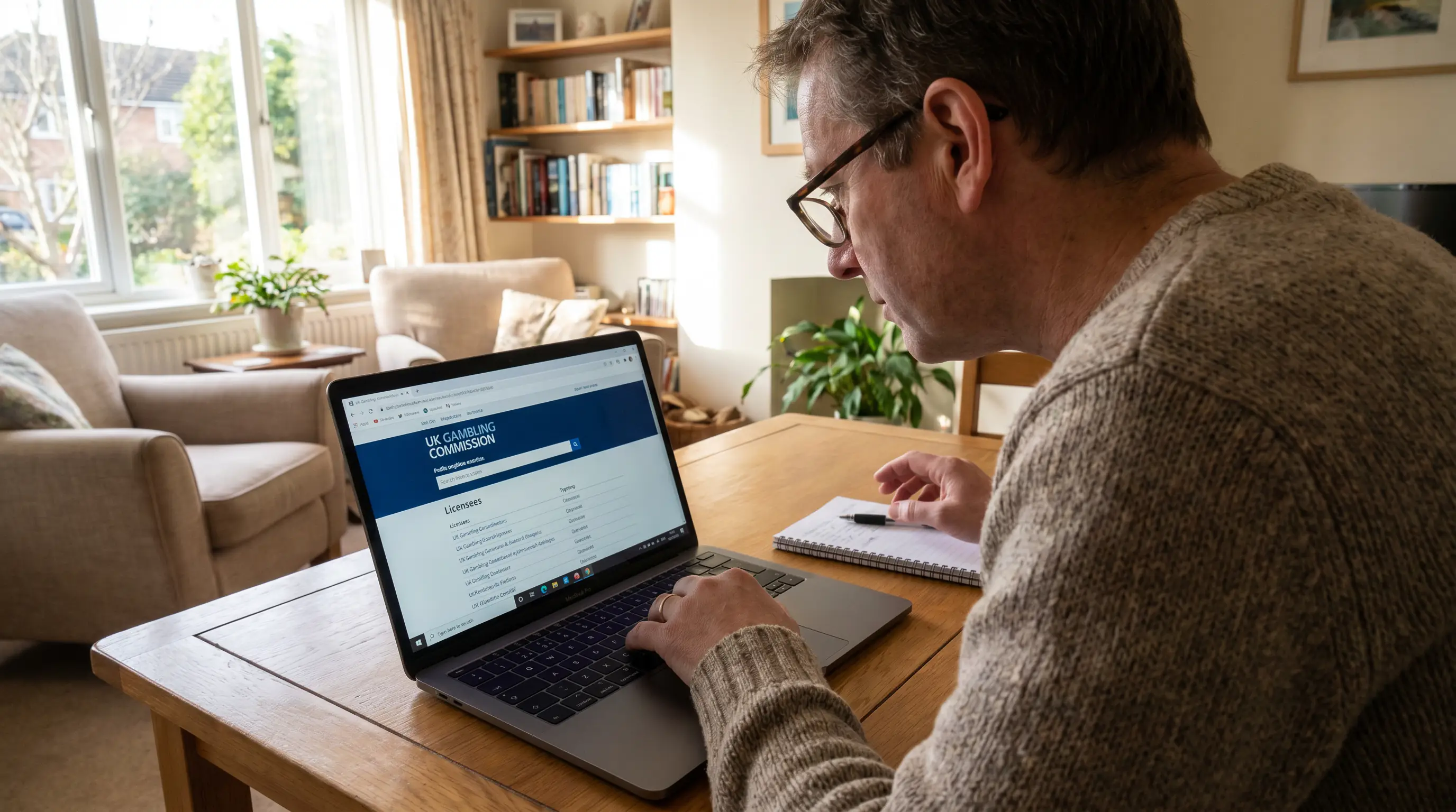 Person checking a new bookmaker licence status on the UKGC register website
