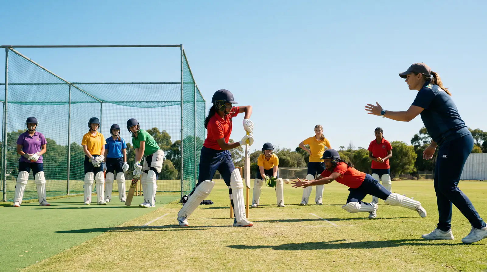 Young women's cricket team training representing the future growth of the sport